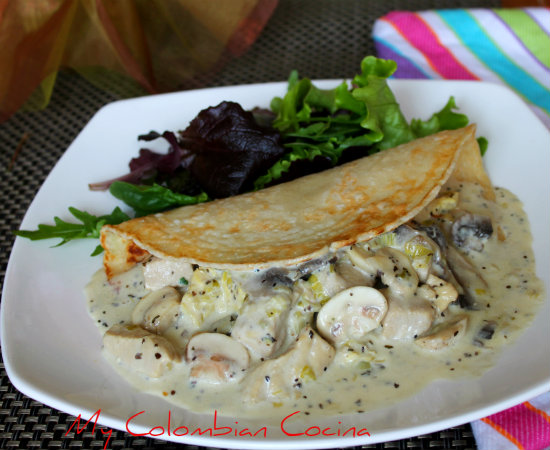 Crepres – Pancakes con Pollo en Salsa de Champiñones